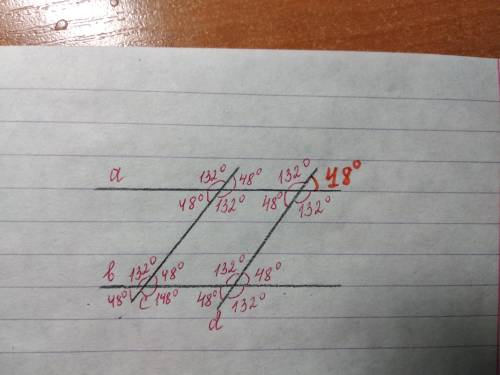 Пусть a//b, c//d и <1=48° на рисунке 2. Найдите остальные углы