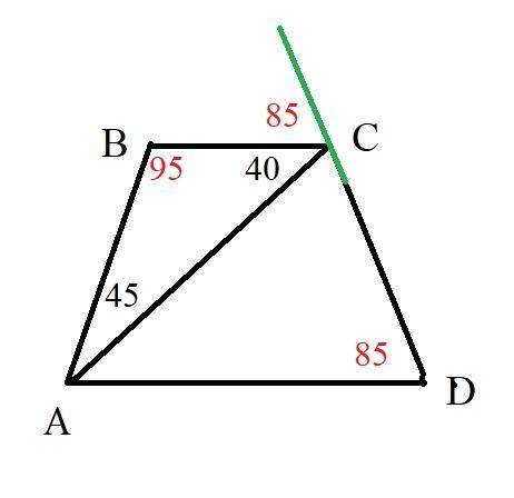 Найдите угол ADC равнобедренной трапеции ABCD, если диагональ AC образует с снованием ВС и боковой с