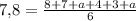 7{,}8 = \frac{8+7+a+4+3+a}{6}