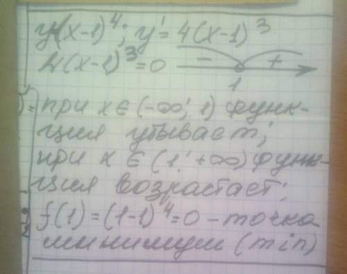 Найти экстремум функции y=(x-1)^4