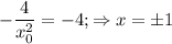 \displaystyle -\frac{4}{x^2_0} =-4; \Rightarrow x= \pm 1