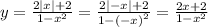 y = \frac{2 |x| + 2}{1 - {x}^{2} } = \frac{2 | - x| + 2 }{1 - {( - x)}^{2} } = \frac{2x + 2}{1 - {x}^{2} }