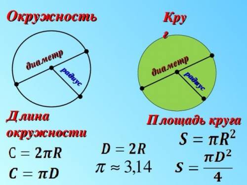 Как найти длину и площадь круга?​