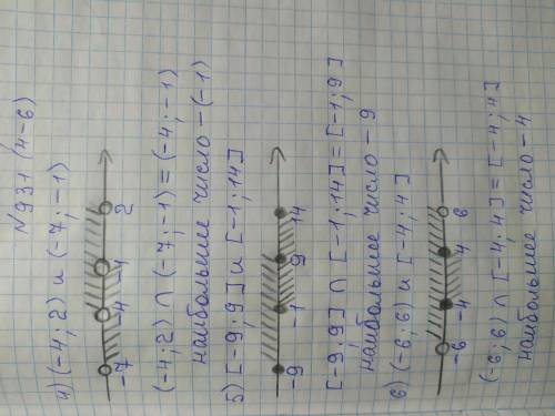 Даны числовые промежутки: 4) (-4;2) и (-7;-1) 5) [-9;9] и [-1;14] 6) (-6;6) и [-4;4].