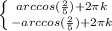 \left \{ {{arccos(\frac{2}{5} )+2\pi k} \atop {-arccos(\frac{2}{5} )+2\pi k}} \right.