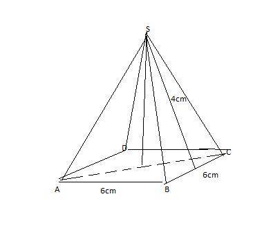 Найти площадь полной поверхности правильной четырехугольной пирамиды, если ребро основания 6 см, апо