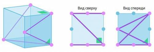 Стеклянный куб .Нужно вид верха и вид спереди ​