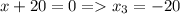 x+20=0=x_3=-20