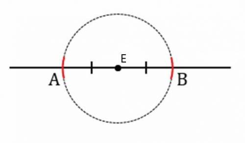 циркуля и линейки из точки E, лежащей на прямой AB, построй прямую,перпендикулярную данной прямой.