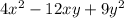 4 {x}^{2} - 12xy + 9 {y}^{2}