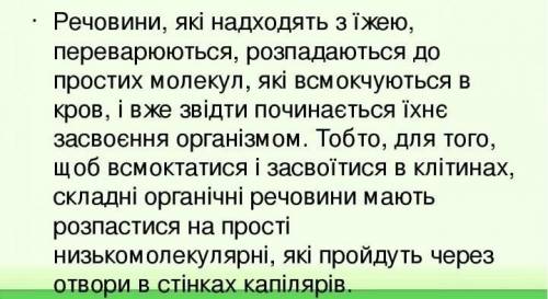 Процеси розпаду речовин їжі на їхні складові