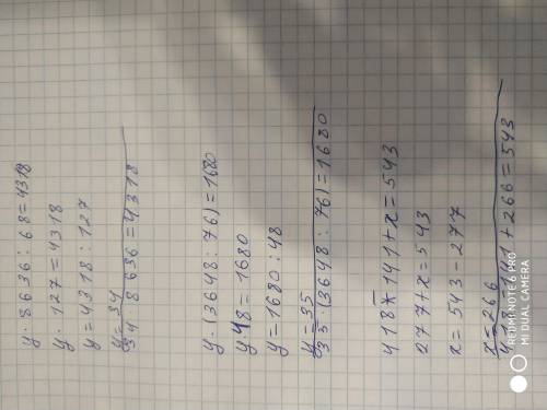 y•8636:68=4318 у•(3648:76)=1680 418-141+х решить уравнение либо только 2 уравнение подпишусь обещаю​