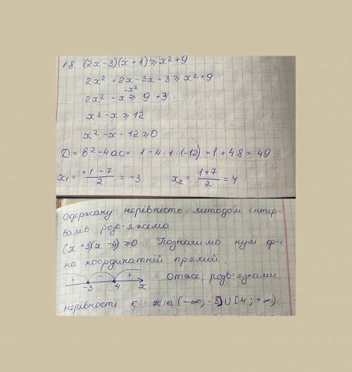 Роз'язати нерівність (2x-3)(x-1)≥x²+9