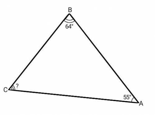 Знайти кут С кут АВС , Якщо А=55°. В=64°​