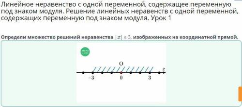 Определи множество решений неравенства |х|<3 изображенных на кординантной прямой