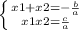 \left \{ {{x1+x2=-\frac{b}{a} } \atop {x1x2=\frac{c}{a} }} \right.