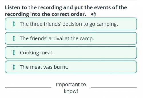 Listen to the recording and put the events of the recording into the correct order. 1) 1 The meat wa