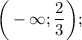 \bigg (-\infty; \dfrac{2}{3} \bigg );