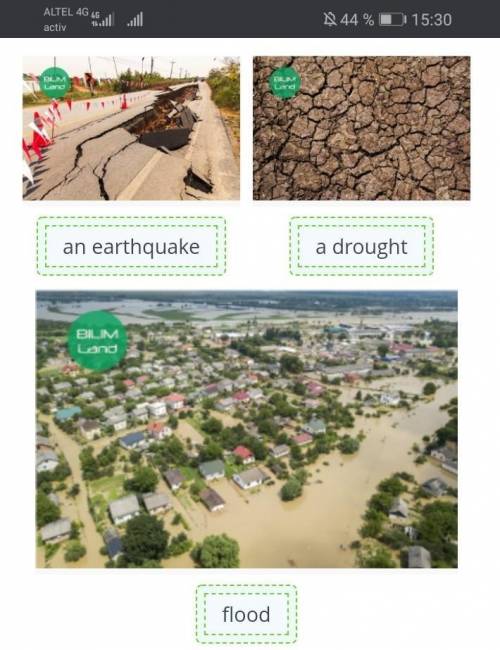 Drag and drop the vocabulary related to natural disasters​