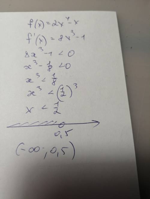 Решите неравенство f(x) = 2x^4 - Xf '(x) <0​