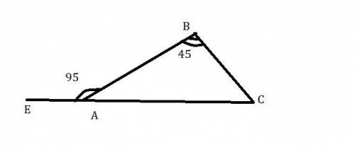 Зовнішній кут трикутника дорівнює 95 знайдіть кути трикутника якщо один із них дорівнює 45
