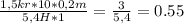 \frac{1,5 kr * 10 * 0,2m}{5,4H * 1} = \frac{3}{5,4} = 0.55%
