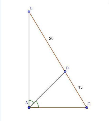 Биссектриса угла прямоугольного треугольника делит его гипотенузу на отрезки длиной 2 см и 6 см. Выч