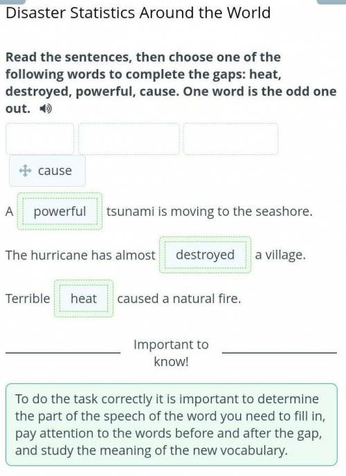 Disaster Statistics Around the World Read the sentences, then choose one of the following words to c