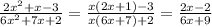 \frac{2x^{2} +x-3}{6x^{2} +7x+2}=\frac{x(2x+1)-3}{x(6x+7)+2}=\frac{2x-2}{6x+9}