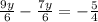 \frac{9y}{6} - \frac{7y}{6} = - \frac{5}{4}