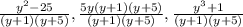 \frac{y^{2} -25}{(y+1)(y+5)} , \frac{5y(y+1)(y+5)}{(y+1)(y+5)} , \frac{y^{3}+1}{(y+1)(y+5)}