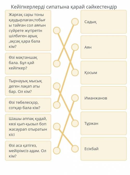 Кейіпкерлерді сипатына қарай сәйкестендір