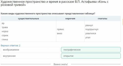 Художественное пространство и время в рассказе В.П. Астафьева «Конь с розовой гривой» Верных ответов