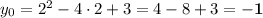 y_0 = 2^2 - 4\cdot 2 + 3 = 4 - 8 + 3 = \bf{-1}