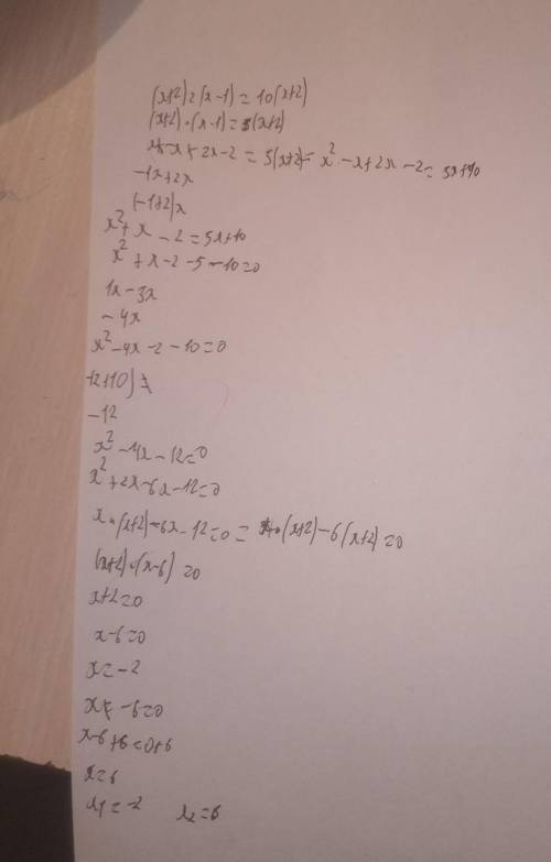 Решите уравнение (х+2)2(х-1)=10(х+2) В поле ответа укажите сумму найденных решений.