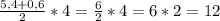 \frac{5,4+0,6}{2}*4= \frac{6}{2}*4=6*2=12