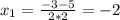 x_1=\frac{-3-5}{2*2}=-2