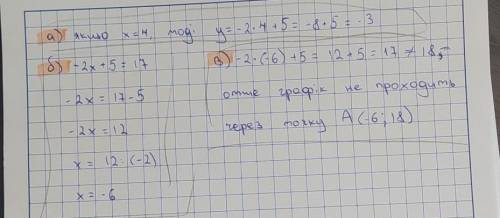 функція задана формулою y=-2x+5 a)значення функції, якщо значення аргументу дорівнює 4; б) значення