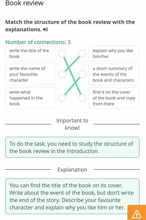 Book review Match the structure of the book review with the explanations.Number of connections: 3wri