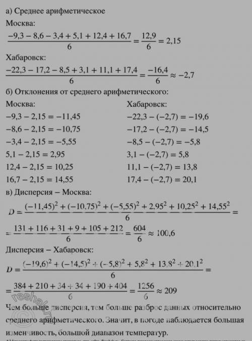 В таблице приведены средние месячные температуры (в градусах Цельсия), установленные для Москвы и Ха
