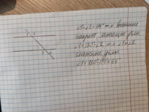 1. По данным рисунка найдите углы 1 и 2, если b.114​