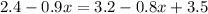 2.4 - 0.9x = 3.2 - 0.8x + 3.5