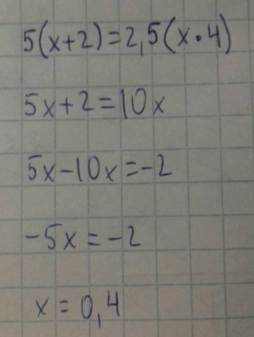Теңсіздікті шеш 5×(x+2)=2,5×(x×4) тезірек ​