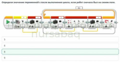 Изучив предложенные поля и положение робота, определи цвет поля, на котором окажется робот после вып