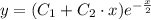 y=(C_1+C_2\cdot x)e^{-\frac{x}{2} }