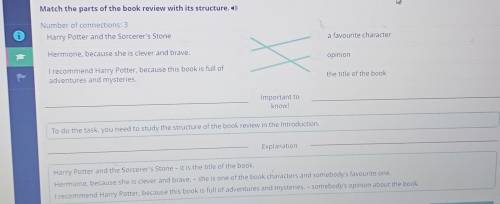 Book review Match the parts of the book review with its structure.Number of connections: 3Harry Pott