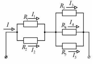 Если сопротивления R1=R2=30Ом, R3=R4=40Ом R5=20Ом и и ток I5=2 А тогда ток неразветленной части цепи