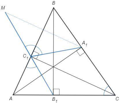 В треугольнике ABC точки A1, B1, C1 - основания высот AA1, BB1 и CC1. Точка M симметрична точке A1 о