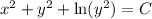 x^2+y^2+\ln (y^2)=C