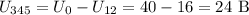 U_{345}=U_0-U_{12}=40-16=24~\mathrm B